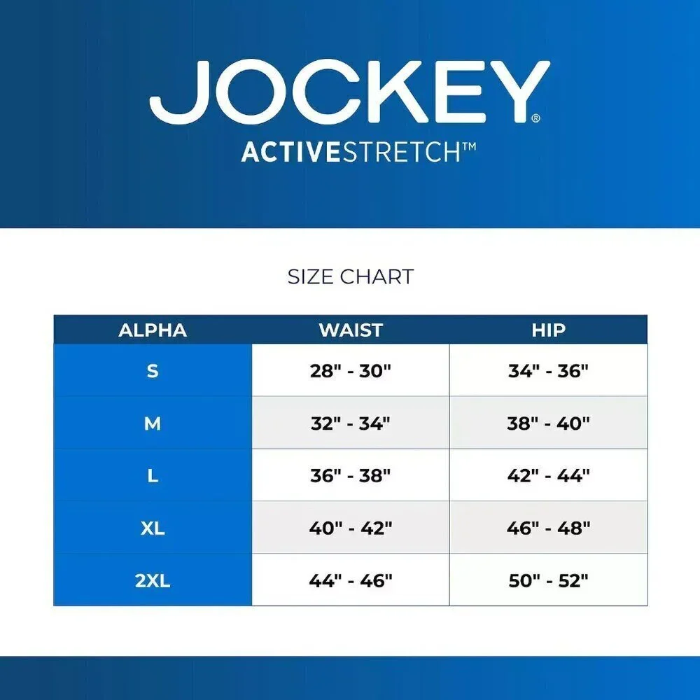 Jockey 4 Pack Activestretch Black Cotton Stretch Long Leg Boxer Brief NEW Medium